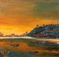 Hamid Alvi, 30 x 30 inch, Oil on Canvas, Seascape Painting, AC-HA-083 Hamid Alvi, 30 x 30 inch, Oil on Canvas, Seascape Painting, AC-HA-083